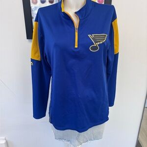 NHL Majestic Blue and Yellow Cool Base Pullover
